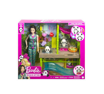 Barbie- Playset centro veterinario Panda  con 20 accessori