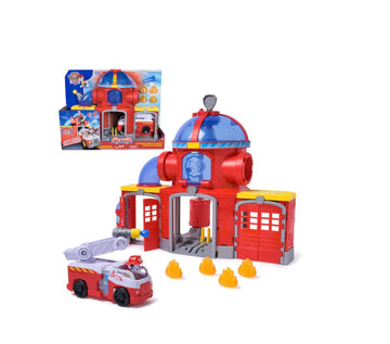 Paw Patrol- Fire rescue stazione dei pompieri con personaggio, luci, suoni e lanciatore