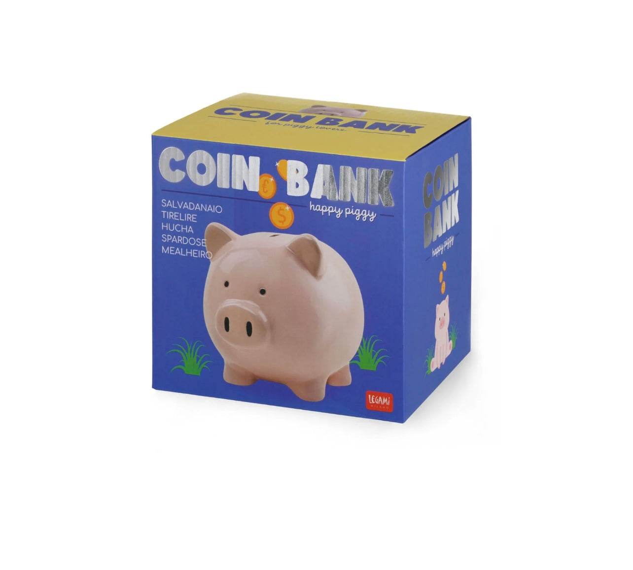 COIN BANK- PIGGY LOVER SALVADANAIO IN CERAMICA RIUTILIZZABILE CON TAPPO IN GOMMA