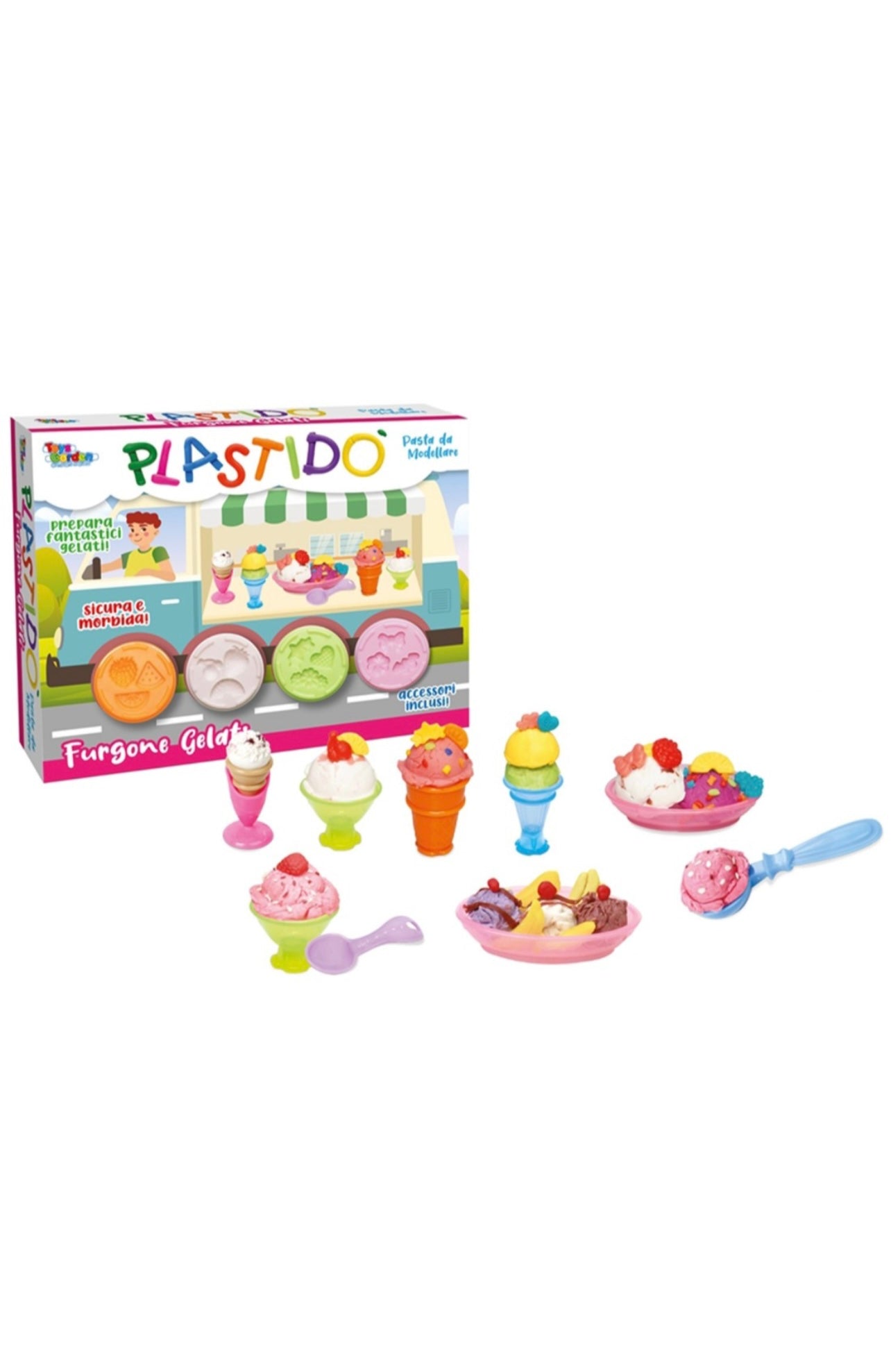 Plastidó- pasta da modellare furgone dei gelati con accessori