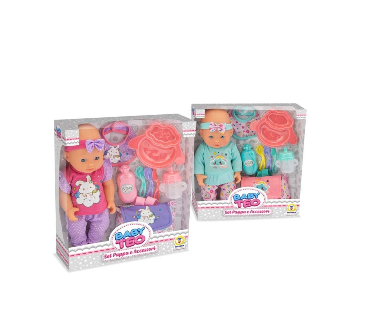 Baby Teo- Bambolotto con set pappa e accessori