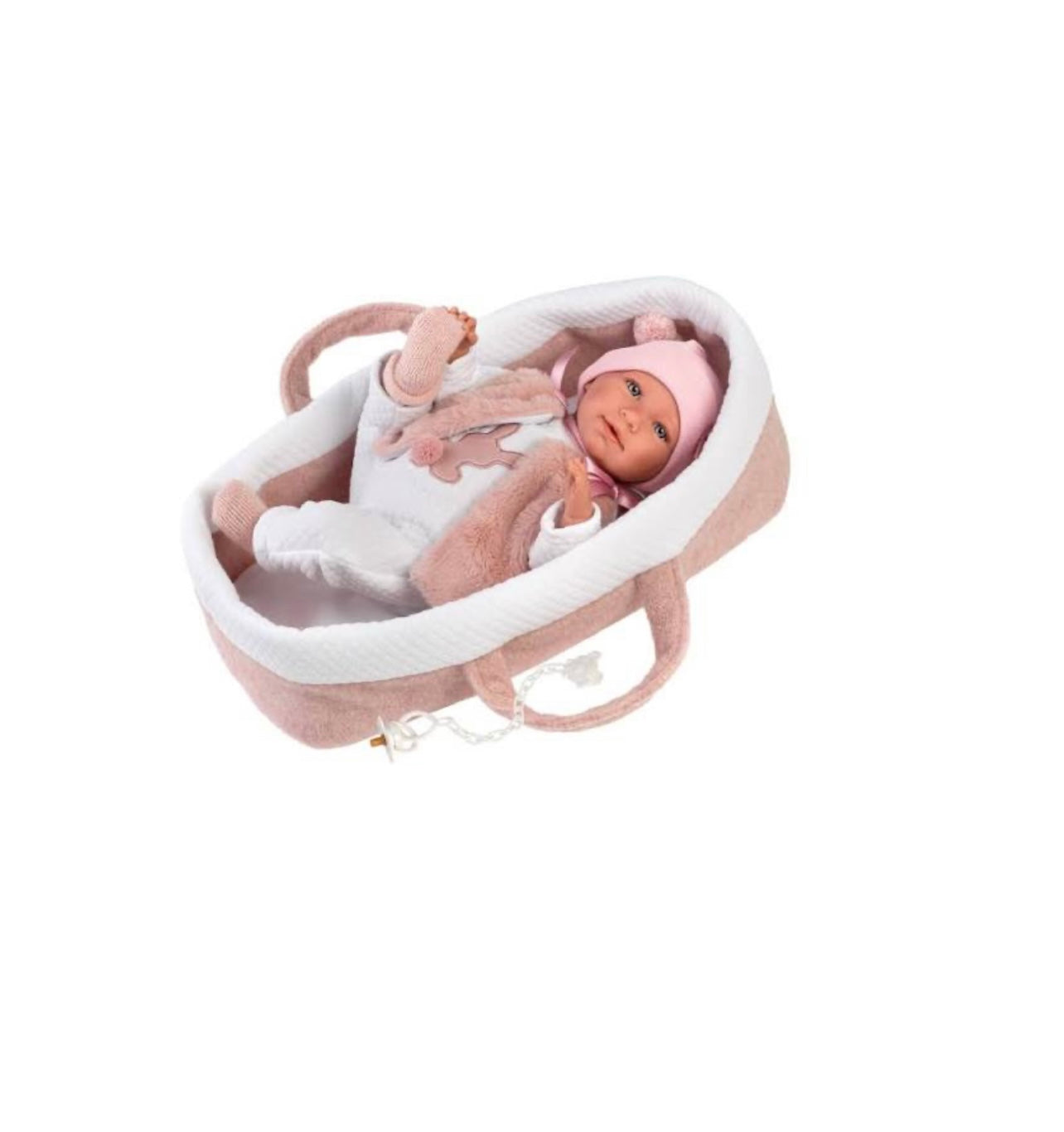 Llorens- Bambola Mimi corpo morbido 42cm con culla inclusa