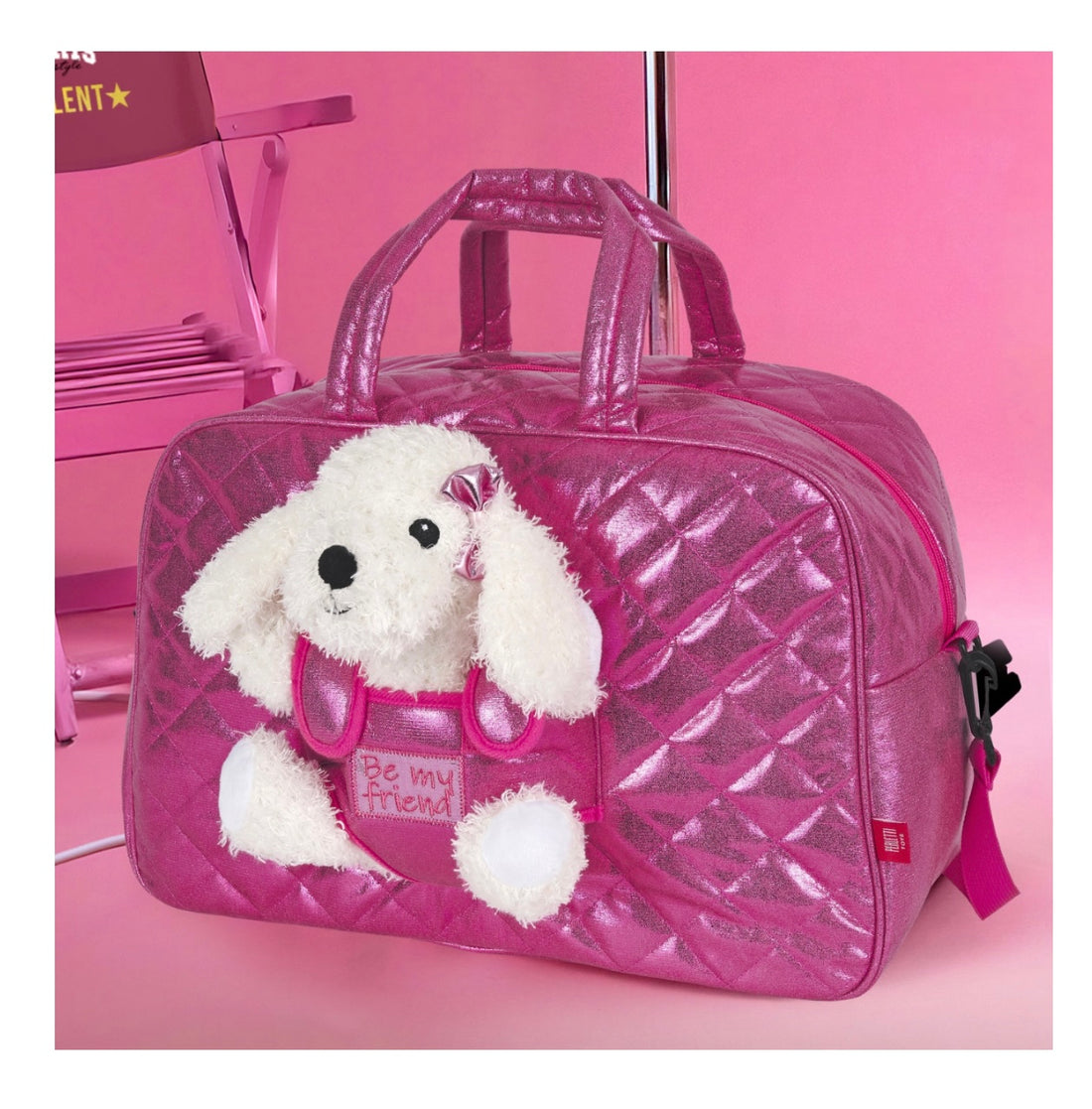 Perletti- borsone sport/ viaggio con peluche dog Didi Heart rimovibile