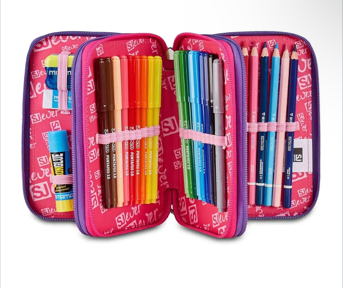 SJ Ever- Astuccio 3 zip completo Pink beat 2026/27
