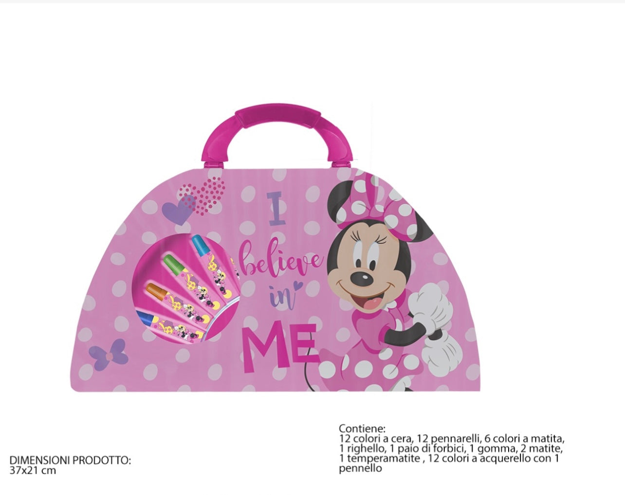 Minnie Mouse- valigetta colori con manico 50 pezzi