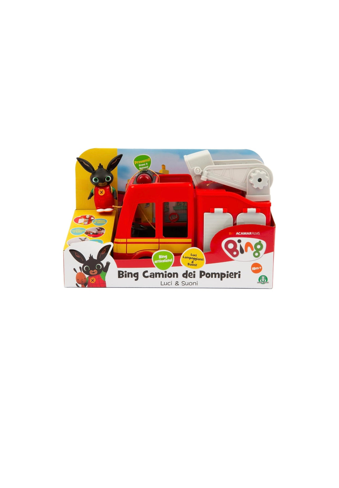 Bing- camion pompieri con personaggio, luci e suoni