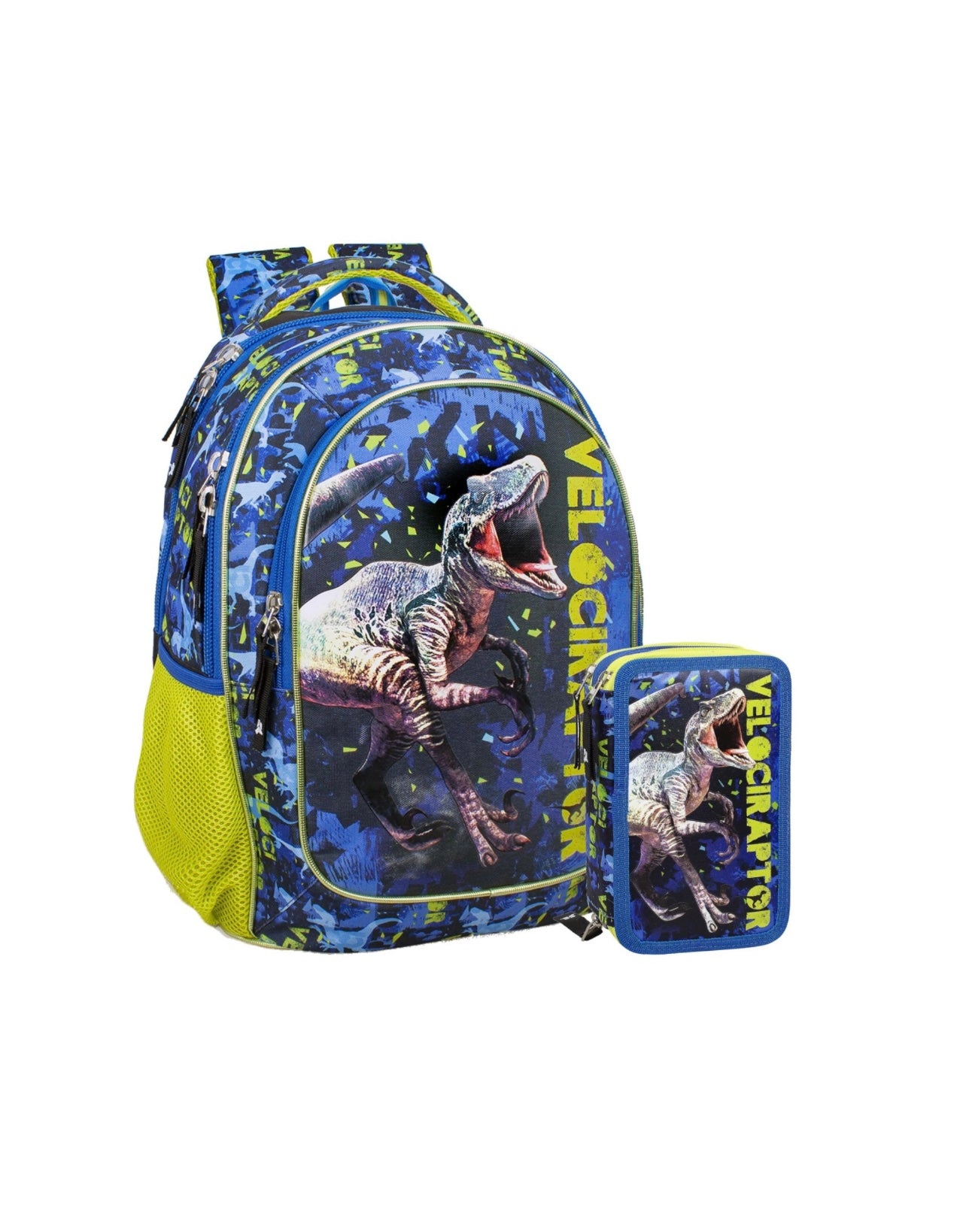 Julian Ross- schoolpack zaino+astuccio 3 zip completo dinosauro