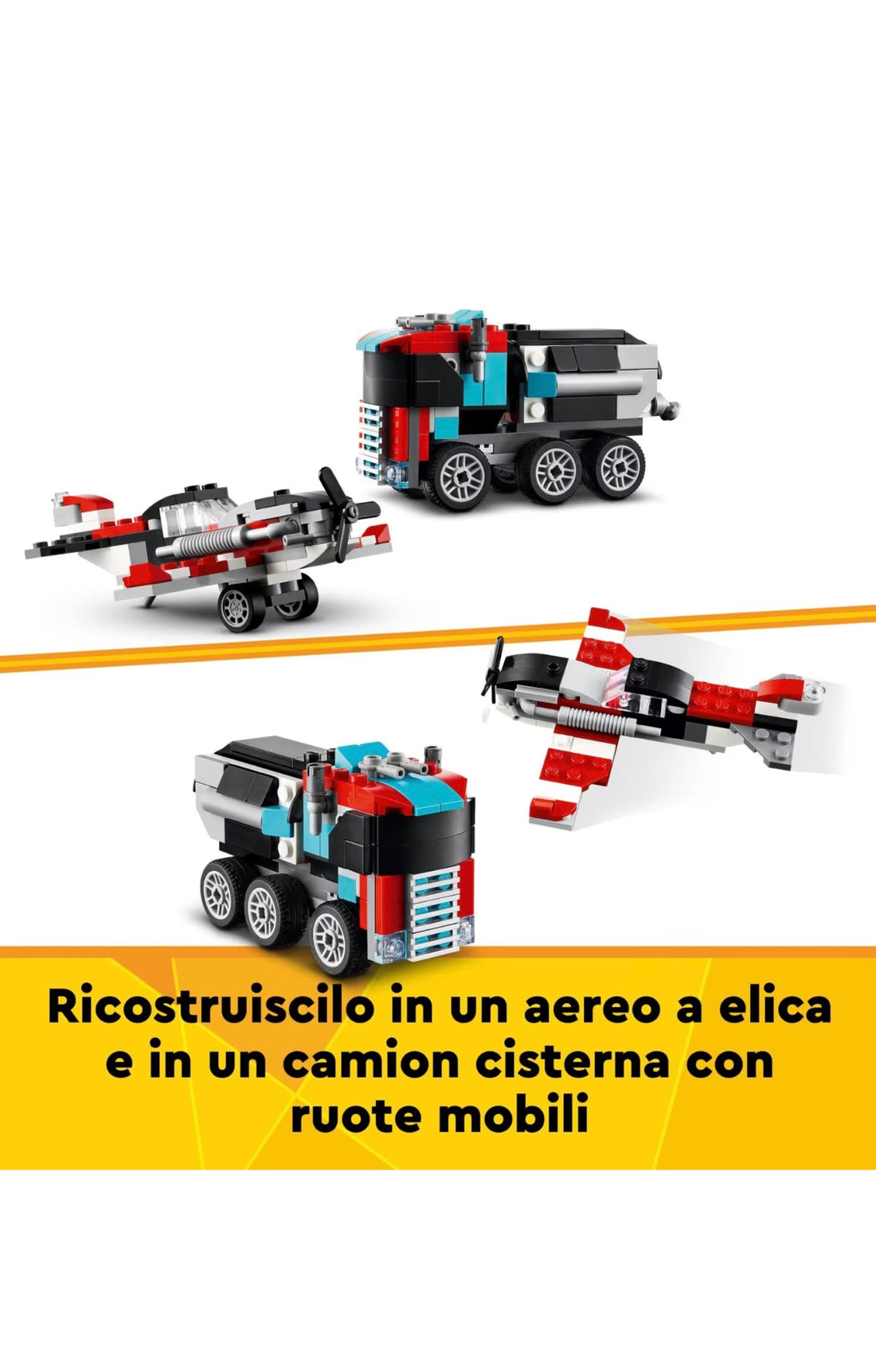 Lego- Creator 3in1 autocarro con elicottero ricostruibile